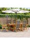 7 Piece Garden Dining Set Grey Polypropylene and Solid Wood