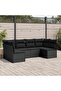 6 Piece Garden Sofa Set with Cushions Black Poly Rattan