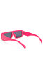 Women Flat Bridge Rectangular Sunglasses in Rose Red - 3
