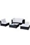 5 Piece Garden Lounge Set with Cushions Poly Rattan Black - 4