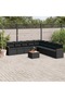 10 Piece Garden Sofa Set with Cushions Black Poly Rattan