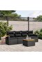 5 Piece Garden Sofa Set with Cushions Black Poly Rattan
