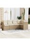 5 Piece Garden Sofa Set with Cushions Beige Poly Rattan