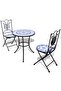 3 Piece Bistro Set Ceramic Tile Blue and White
