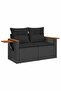 10 Piece Garden Sofa Set with Cushions Black Poly Rattan Acacia - 4