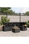 6 Piece Garden Sofa Set with Cushions Black Poly Rattan