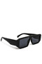 Women Flat Bridge Rectangular Sunglasses in Black - 2