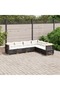 6 Piece Garden Sofa Set with Cushions Black Poly Rattan