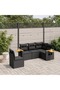5 Piece Garden Sofa Set with Cushions Black Poly Rattan