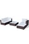 5 Piece Garden Lounge Set with Cushions Poly Rattan Brown - 5