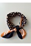 Navy blue yellow polka dot patterned modal women's scarf bandana 50x50 cm mini size hair neck bag - 3