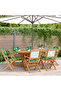 Folding Garden Chairs 6 pcs Green Fabric and Solid Wood