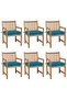 Garden Chairs 6 pcs with Light Blue Cushions Solid Teak Wood