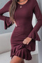 New Season Stylish Women's Janjan Crepe Mini Dress with Flounce Ruffles and Long Sleeves - 3
