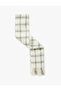 Plaid Patterned Soft Textured Tasseled Long Scarf