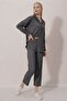 Buttoned Front Wrinkled Suit