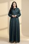 Unique Jacquard Texture Modern Long Sleeve V-neck Button Closure Women Fashion Arabic Muslim Abaya