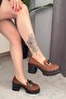 Women's Guzi Tan Suede Black Sole 8 cm Heeled Platform Shoes - 4