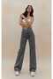 Women's Stretch Fabric Baggy Leg Denim Ice Blue Snow Wash Super High Waist Baggy Jeans - 4
