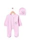 Newborn Baby Corded Fabric Jumpsuit & Hat Set with Cat Figure – 100% Cotton - 2