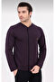 Men's Front Open Long Sleeve V-Neck 50% Cotton 50% Modal Pajama Set-6537 - 4