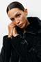 Patterned Puffer Jacket with Fur Collar - 3