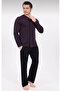 Men's Front Open Long Sleeve V-Neck 50% Cotton 50% Modal Pajama Set-6537 - 2