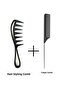 Set of 2 Hair Styling Combs + Steel Handle Crepe Comb