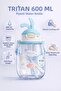 Children's Water Bottle Tritan Flask – 600 ml Water Bottle with Ear-Shaped Lid, Straw, and Strap - St-7008 - Blue