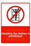 It Is Forbidden to Climb on the Shelves! Isg Warning Sign Pvc A4 21X30 cm