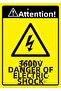 Attention! 3600V Danger of Death Isg Warning Sign Pvc A5 15X21 cm