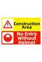Construction Site No Entry Without Hard Hat Isg Warning Sign Pvc A3 30X42 cm