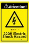 Attention! 220V Danger of Death Isg Warning Sign Pvc A4 21X30 cm
