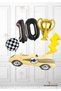 Yellow Retro Race Car Balloon - Trophy Balloon Checkerboard Balloon Lightning Balloon Black Number Balloon Age