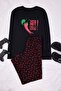 Black Regular Cut Pepper Printed Cotton Pocket Detail Long Knitted Pajama Set Tmnaw26Pt00044 - 5