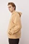 Beige Oversized /Wide Cut Fleece Thick Embroidered Sweatshirt Tmnaw26Sw00029 - 4