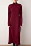 Bordo İnci Aksesuar Detaylı Triko Elbise TCTAW26EB00061 - 3