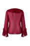 Bordo Fırfır Detaylı Transparan Şifon Dokuma Bluz TWOSS26BZ00084 - 8