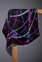 Cobalt Blue Fuchsia Colored 90X90 Silk Striped Twill Scarf - Hand Stitched - 4
