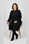 Women's Knitwear Transitional Medium Thickness Steel Knit Plus Size Zippered Cap Long Black Mother Cardigan - 7