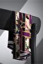 100% Twill Silk Stripes, Belted and Floral Patterned Black - Plum Colored 90X90 Scarf, Shape: E - 6