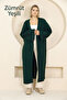 V-Neck Folded Wide Long Sleeve Self-Textured Thick Full Ankle Length Knitwear Cardigan Winter Comfortable