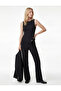 Asymmetrical Cut Accessory Detailed Crew Neck Sleeveless Blouse
