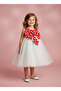 Puffy Tulle Girl's Dress with Polka Dot Collar and Bow - 2