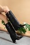 Women's Detachable Gaiter Detail Metal Pointed Toe Black Leather Boots - 4
