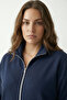 2-Thread Zippered Pocket Mock Neck Tracksuit Set Large Size 6XL - 2