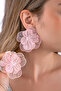 White Thin Metal Stripes Flower Figured Lightweight Earrings - 2