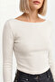 Women's White Boat Neck Long Sleeve Top 100% Cotton - 3