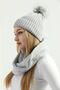 Women's Gray Knitwear Pompom Beret and Knitted Neck Collar Set - 5