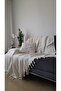 Ecru Cotton Woven Non-Slip Textured Sofa Cover-Decorative Tufted Sofa Wrap&Pikee175X215 - 6